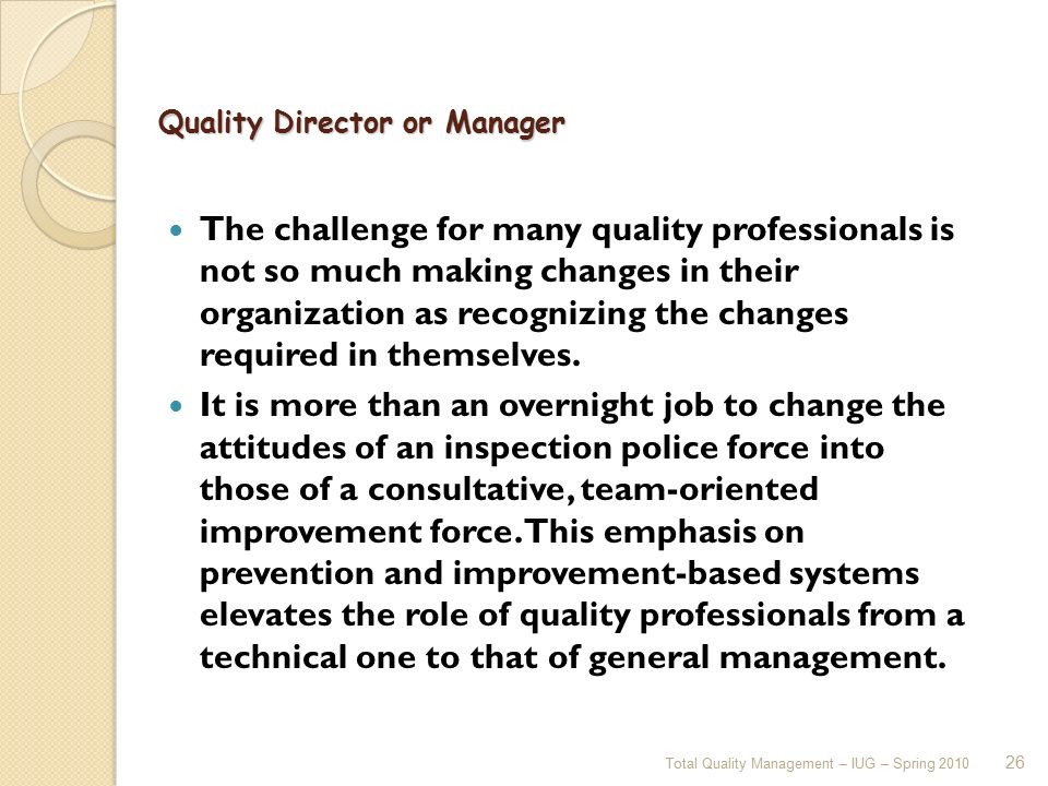 Role of leadership in total quality